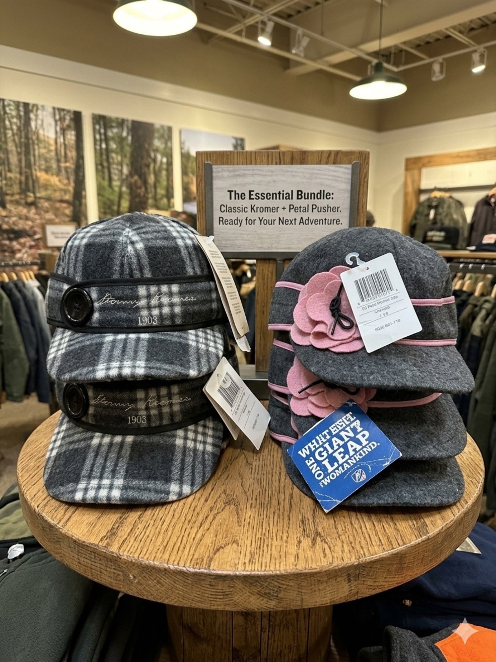 Tommy Bahama Women's Gray Plaid and Charcoal Flower Accent Caps